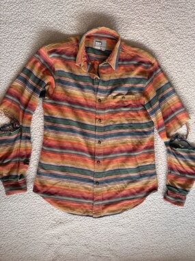 The Territory Ahead Striped Button Down Shirt Southwest Western Cotton XL
